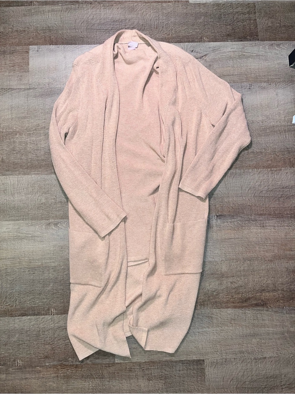 Chico’s beige open front cardigan duster-matching tank coolmax Sz 2 Large